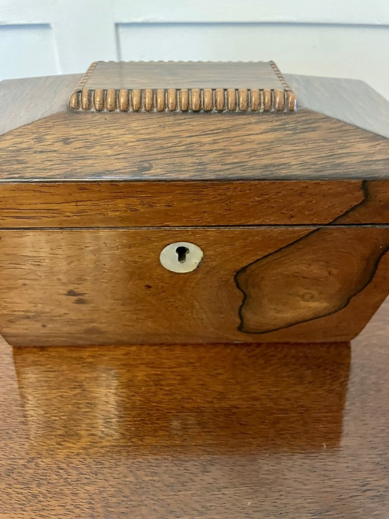 Antique Regency Quality Rosewood Tea Caddy - Image 9